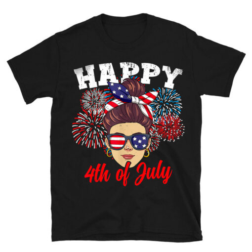 American Patriotic Us Flag Women Happy 4th Of July T-Shirt