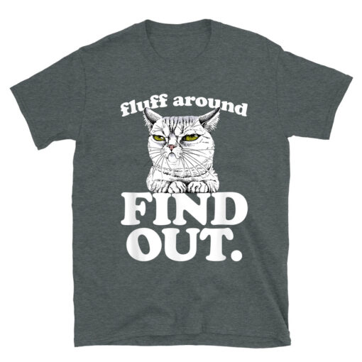 Fluff Around And Find Out Angry Kitty Cat Sarcastic Novelty T-Shirt