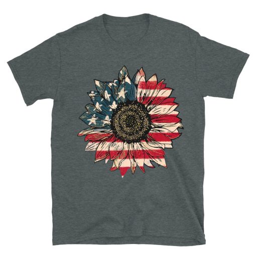 America Sunflower T-shirt Usa Flag Flower T-shirt