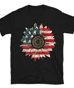 America Sunflower T-shirt Usa Flag Flower T-shirt