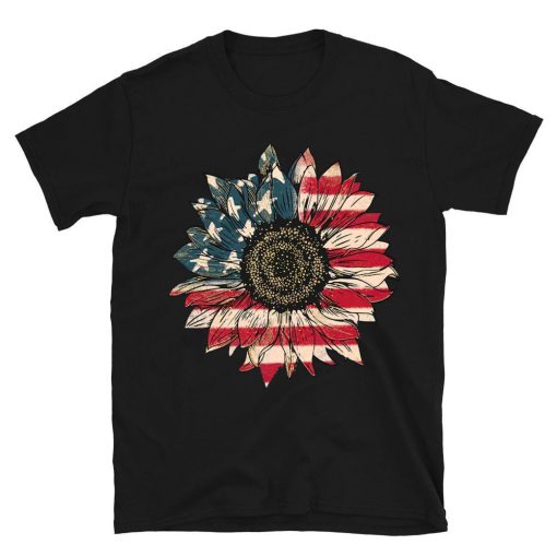 America Sunflower T-shirt Usa Flag Flower T-shirt